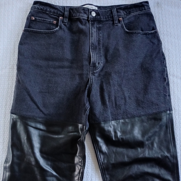 A&F ♡ faux leather black jeans 32 / 14 90s straight ultra high rise abercrombie - Picture 3 of 12